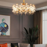 Modern Gold Crystal Flower Chandelier Luxury 24 Light LED Ceiling Fixture for Dining Living Room