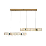 Modern Gold Crystal Linear LED Chandelier with Three Step Dimming for Dining Room