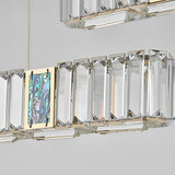 Modern Gold Crystal Linear LED Chandelier with Three Step Dimming for Dining Room