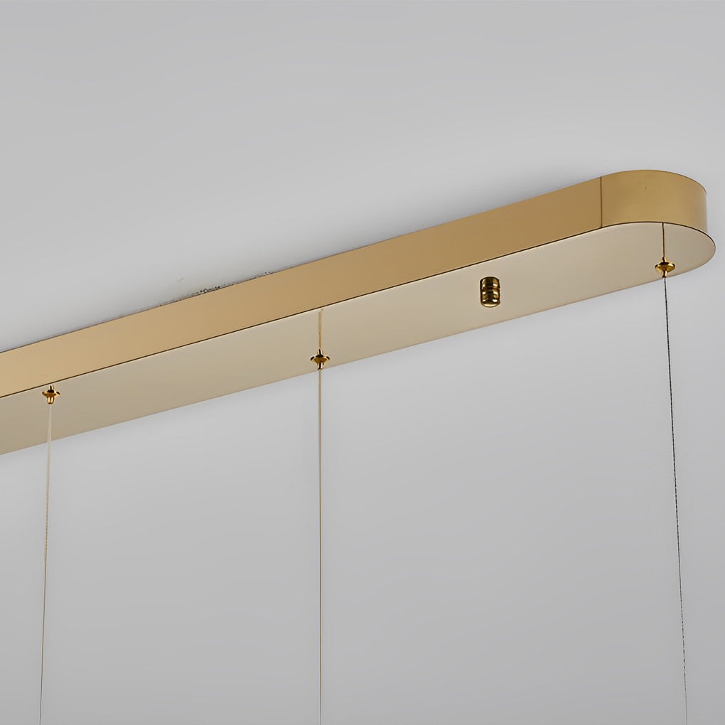 Modern Gold Crystal Linear LED Chandelier with Three Step Dimming for Dining Room