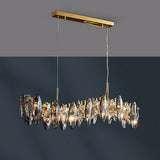 Modern Gold Crystal Pendant Light with Three Color LED for Luxury Living Room and Dining Room