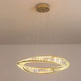 Modern Gold Crystal Ring LED Chandelier Dimmable Flush Mount Ceiling Light for Living Room Bedroom