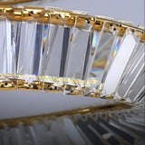 Modern Gold Crystal Ring LED Chandelier Dimmable Flush Mount Ceiling Light for Living Room Bedroom