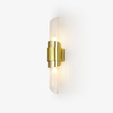 Modern Gold Crystal Wall Sconce Set of 2 Vertical Integrated LED Indoor Lighting Fixture