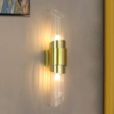 Modern Gold Crystal Wall Sconce Set of 2 Vertical Integrated LED Indoor Lighting Fixture