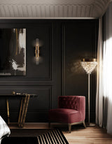 Modern Gold Crystal Wall Sconce Set of 2 Vertical Integrated LED Indoor Lighting Fixture