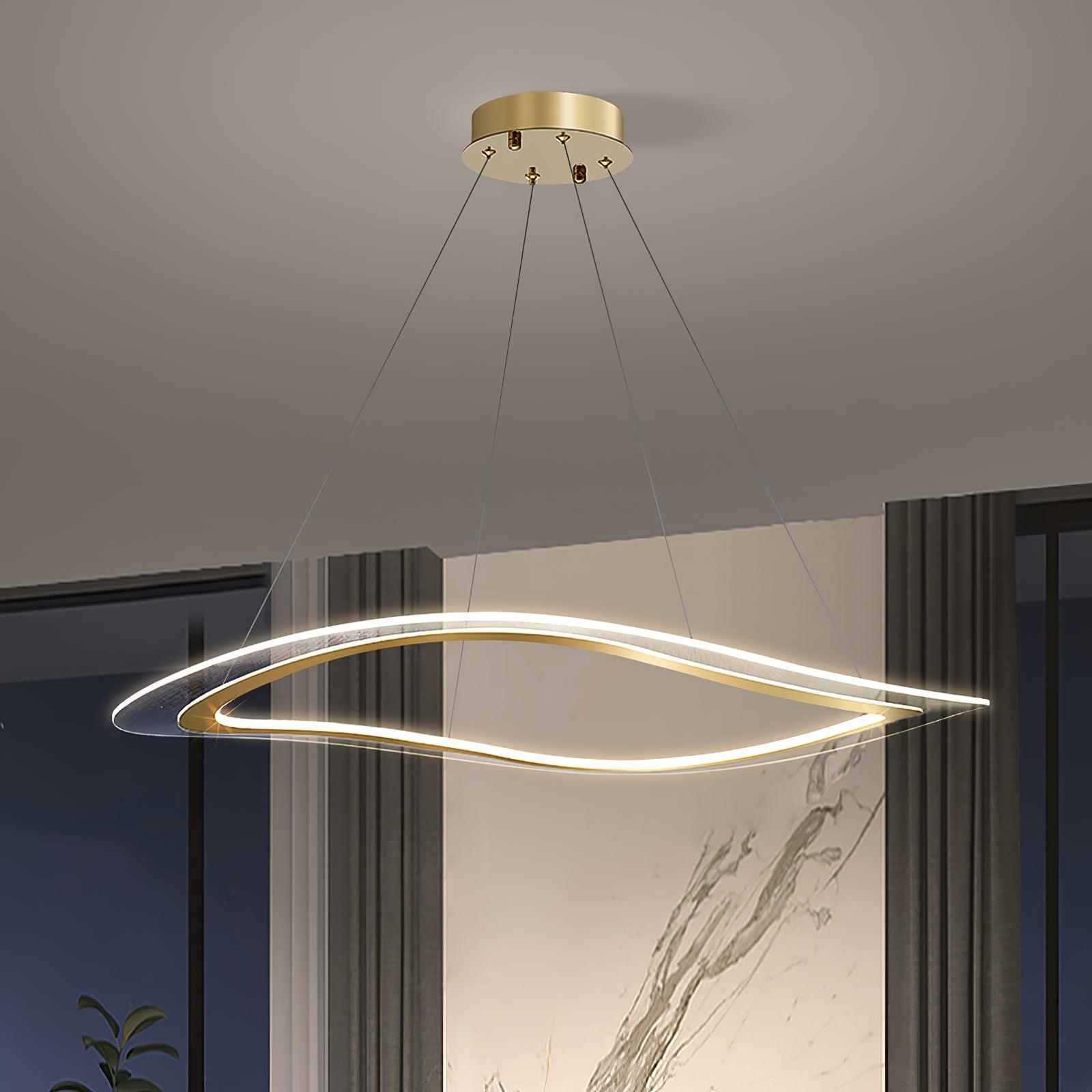 Modern Gold Curved LED Chandelier Acrylic Flush Mount Ceiling Light Marques