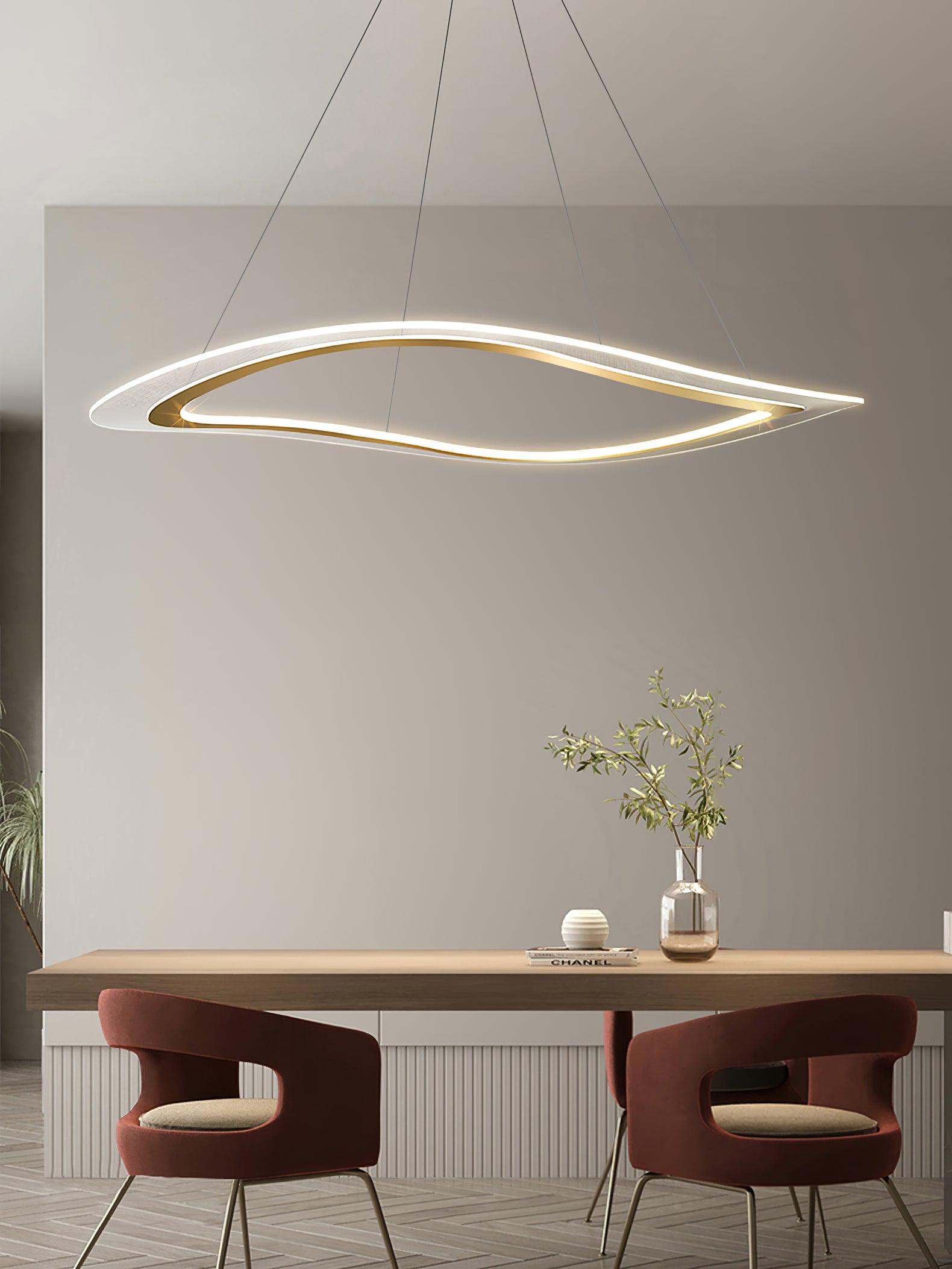 Modern Gold Curved LED Chandelier Acrylic Flush Mount Ceiling Light Marques