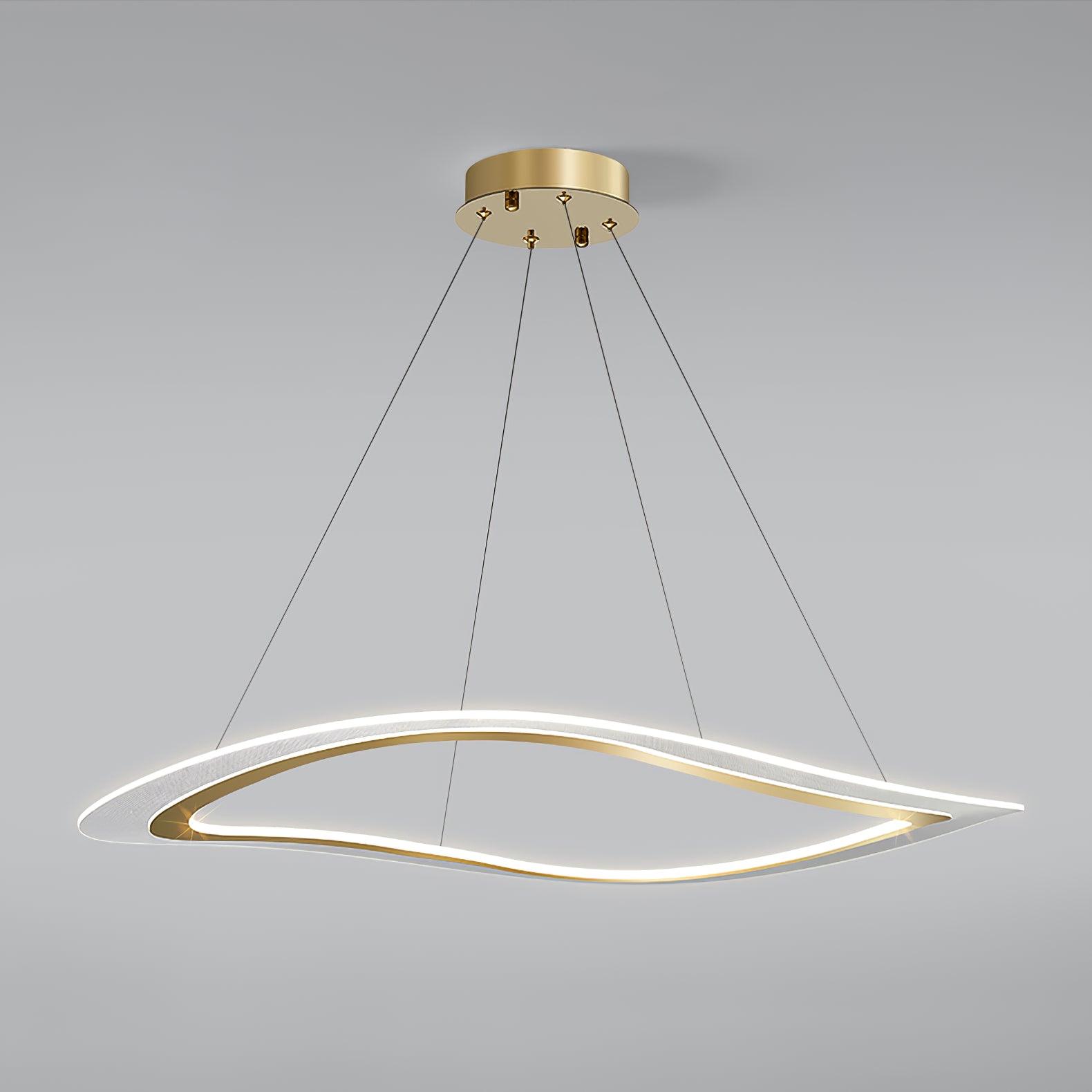 Modern Gold Curved LED Chandelier Acrylic Flush Mount Ceiling Light Marques
