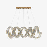 Modern Gold Curved LED Crystal Chandelier Luxury Wave Pendant Light for High Ceiling