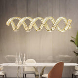 Modern Gold Curved LED Crystal Chandelier Luxury Wave Pendant Light for High Ceiling