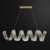 Modern Gold Curved LED Crystal Chandelier Luxury Wave Pendant Light for High Ceiling