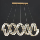 Modern Gold Curved LED Crystal Chandelier Luxury Wave Pendant Light for High Ceiling