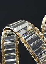 Modern Gold Curved LED Crystal Chandelier Luxury Wave Pendant Light for High Ceiling