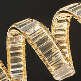 Modern Gold Curved LED Crystal Chandelier Luxury Wave Pendant Light for High Ceiling