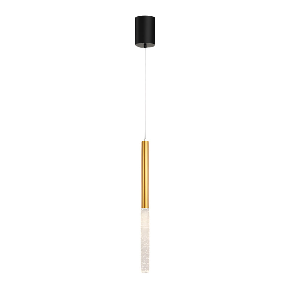 Modern Gold Cylinder LED Pendant Light with Bubbles Shade and 3 Step Dimming Hanging Lamp