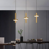 Modern Gold Cylinder LED Pendant Lighting for Kitchen Island and Living Room Adjustable Nordic Hanging Lamp