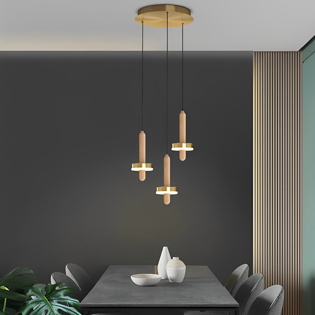Modern Gold Cylinder LED Pendant Lighting for Kitchen Island and Living Room Adjustable Nordic Hanging Lamp