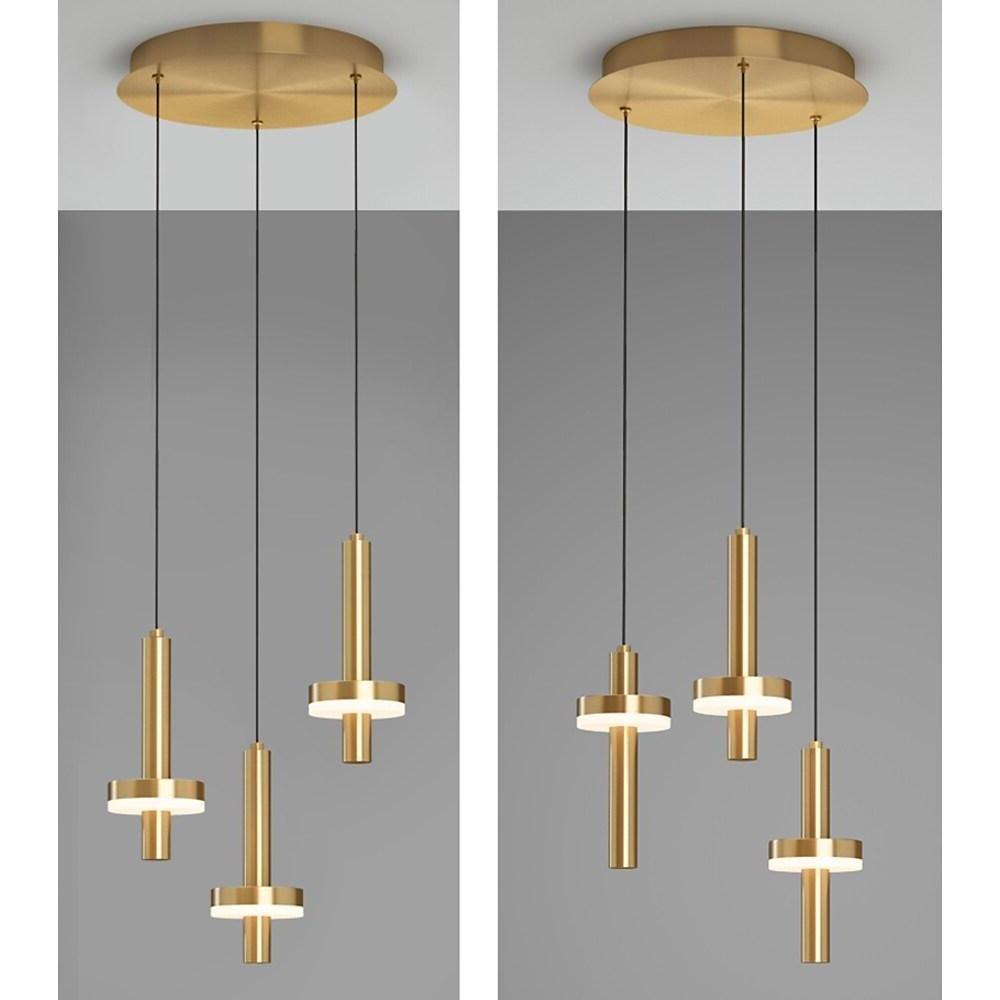 Modern Gold Cylinder LED Pendant Lighting for Kitchen Island and Living Room Adjustable Nordic Hanging Lamp