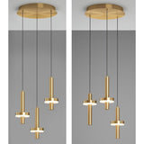 Modern Gold Cylinder LED Pendant Lighting for Kitchen Island and Living Room Adjustable Nordic Hanging Lamp