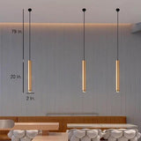 Modern Gold Cylindrical LED Pendant Light Adjustable Hanging Island Lighting for Kitchen and Dining Room