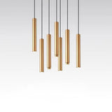 Modern Gold Cylindrical LED Pendant Light Adjustable Hanging Island Lighting for Kitchen and Dining Room