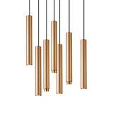 Modern Gold Cylindrical LED Pendant Light Adjustable Hanging Island Lighting for Kitchen and Dining Room