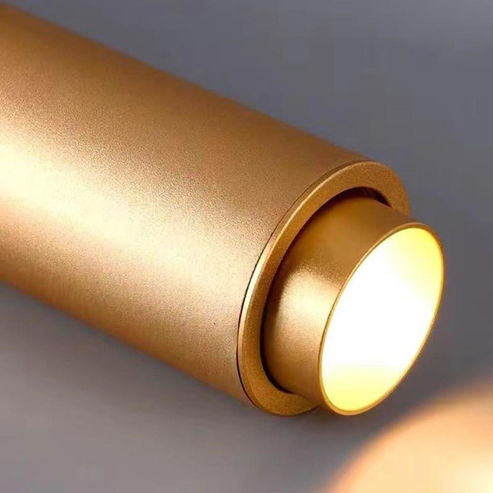 Modern Gold Cylindrical LED Pendant Light Adjustable Hanging Island Lighting for Kitchen and Dining Room