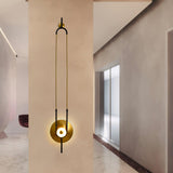 Modern Gold Ellipse Ring Marble LED Wall Sconce Tall Luxury Interior Accent Light