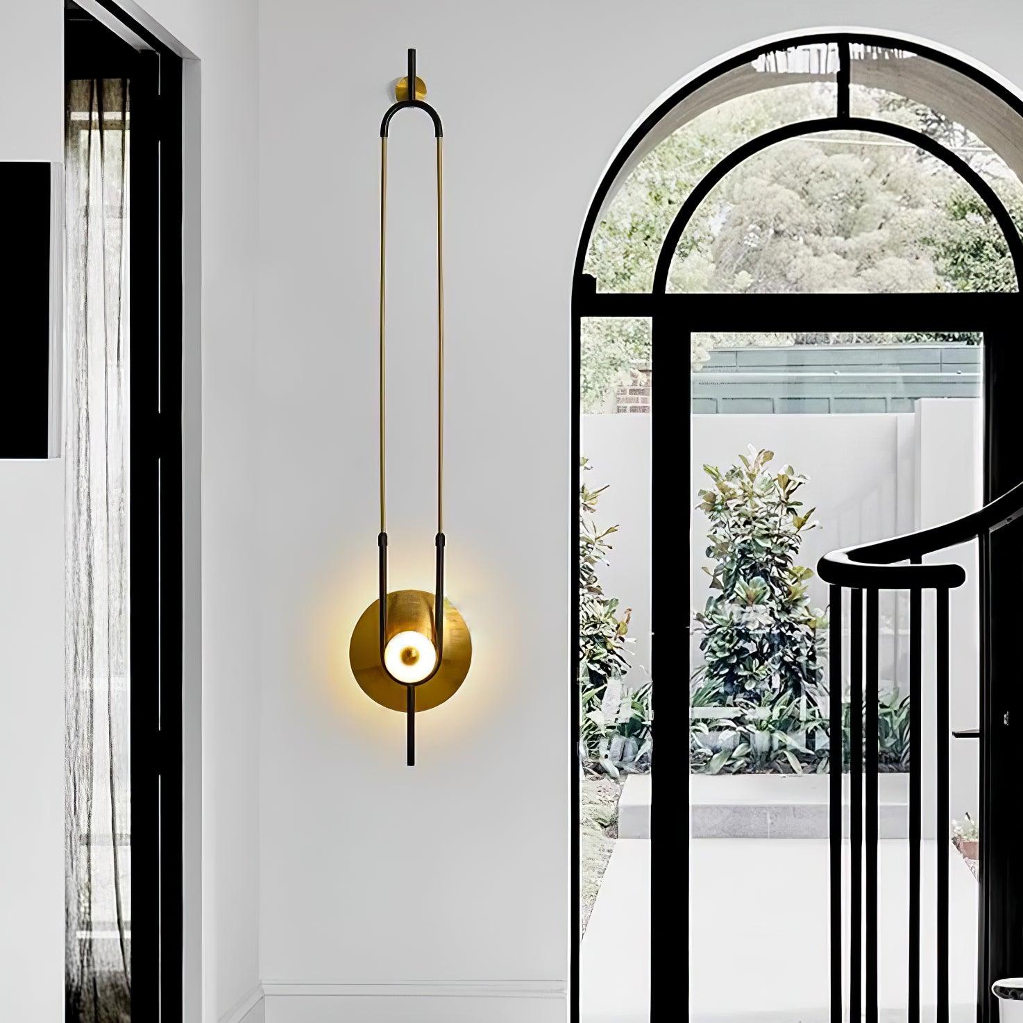 Modern Gold Ellipse Ring Marble LED Wall Sconce Tall Luxury Interior Accent Light