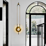 Modern Gold Ellipse Ring Marble LED Wall Sconce Tall Luxury Interior Accent Light
