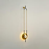 Modern Gold Ellipse Ring Marble LED Wall Sconce Tall Luxury Interior Accent Light