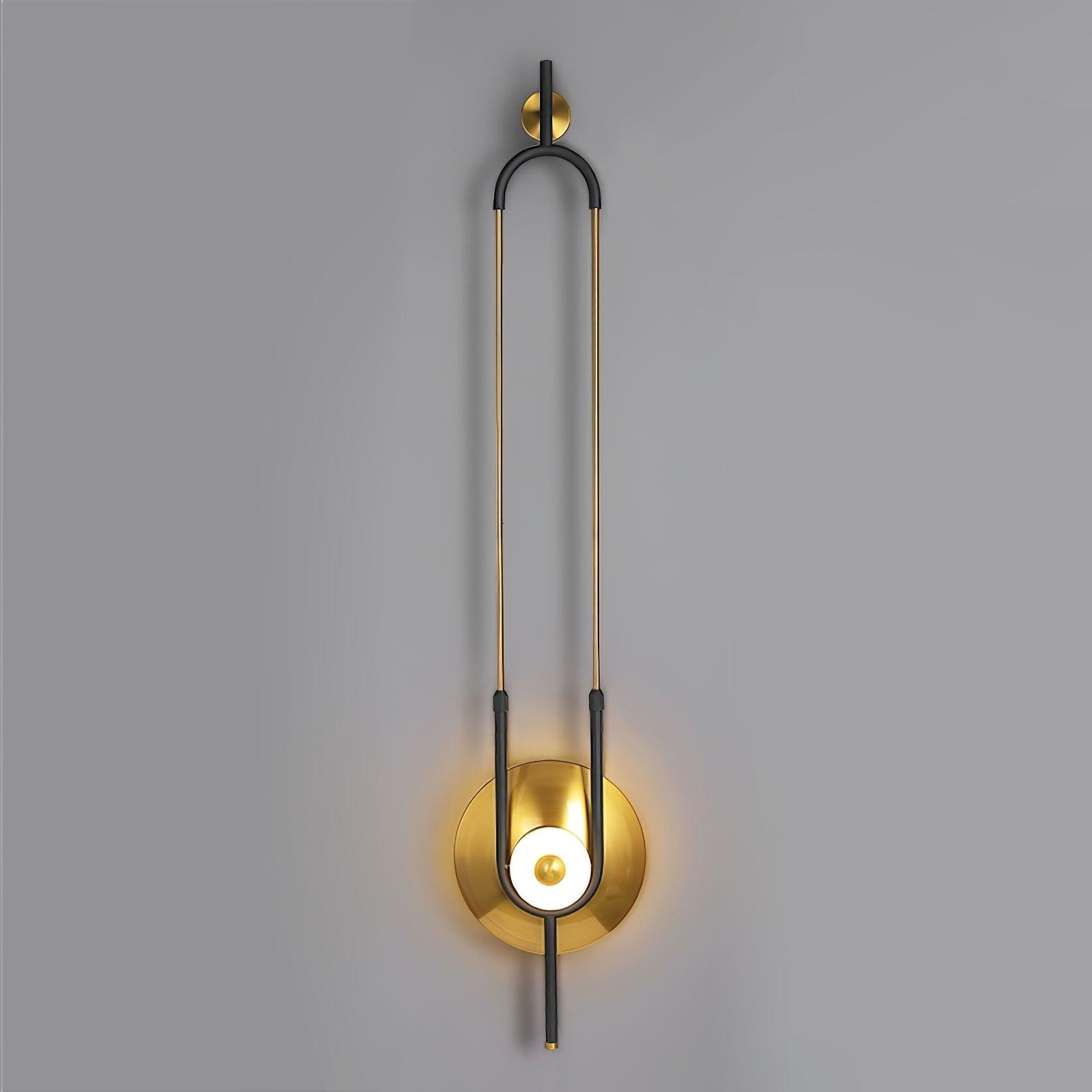 Modern Gold Ellipse Ring Marble LED Wall Sconce Tall Luxury Interior Accent Light