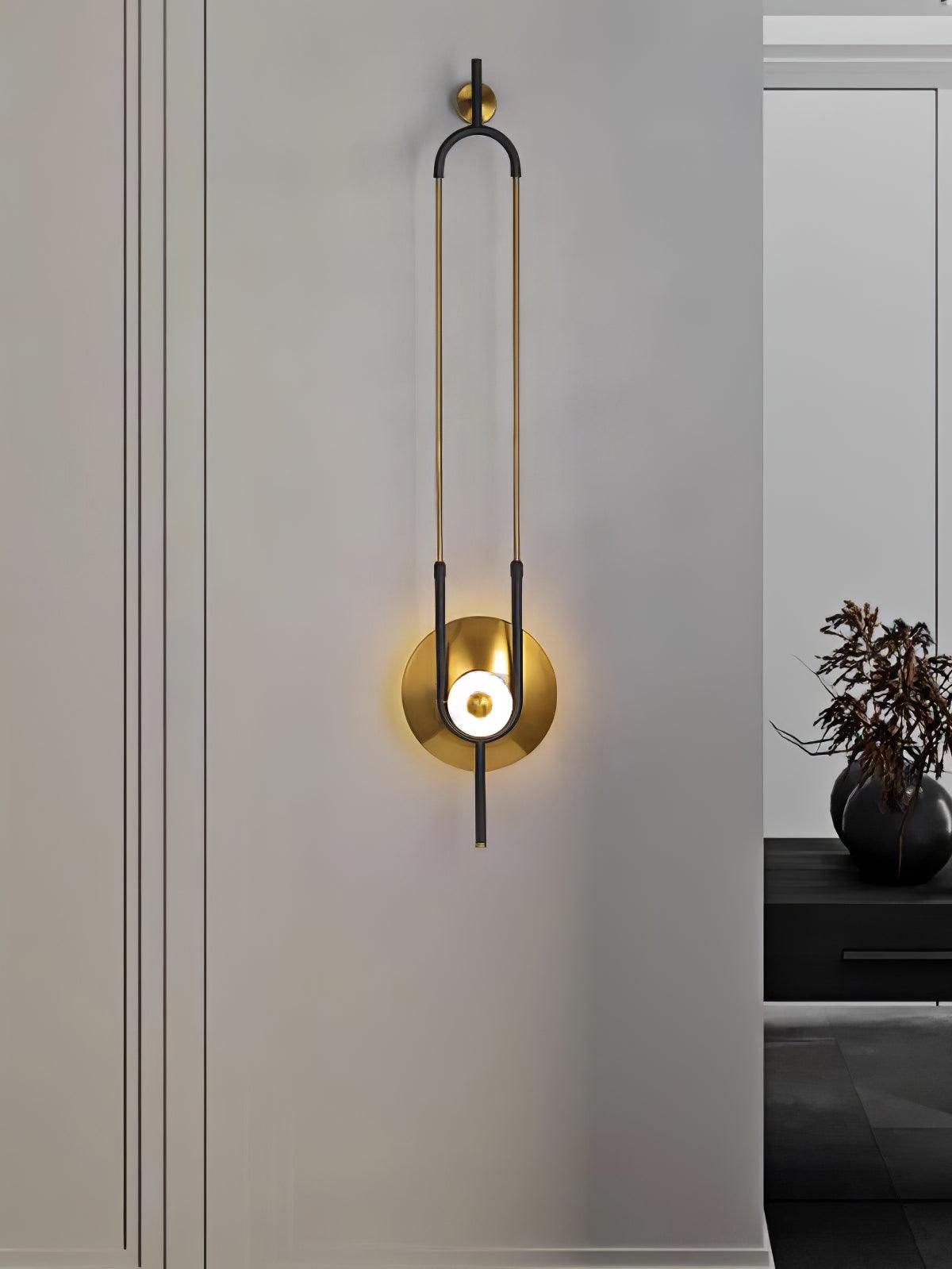 Modern Gold Ellipse Ring Marble LED Wall Sconce Tall Luxury Interior Accent Light