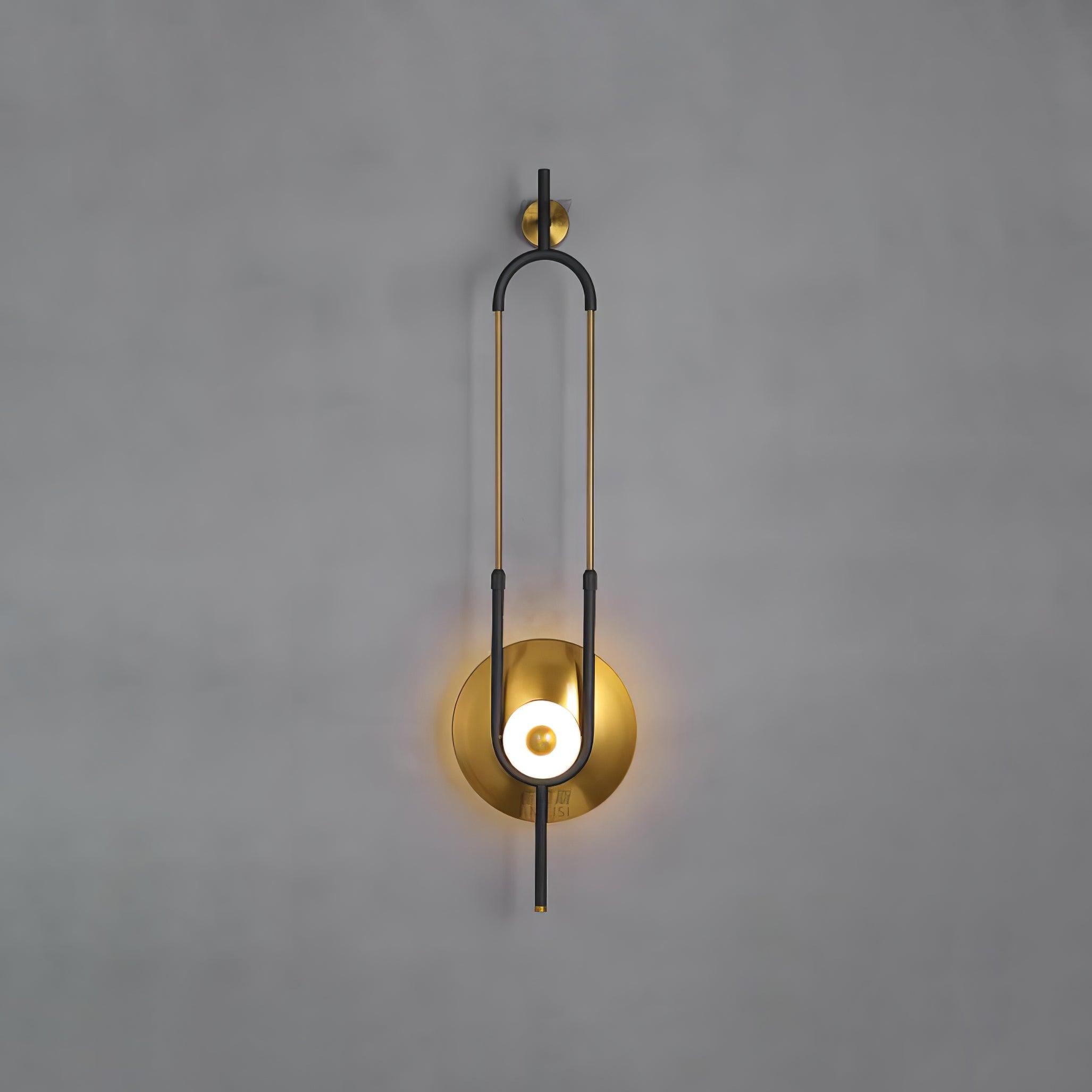 Modern Gold Ellipse Ring Marble LED Wall Sconce Tall Luxury Interior Accent Light