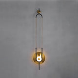 Modern Gold Ellipse Ring Marble LED Wall Sconce Tall Luxury Interior Accent Light