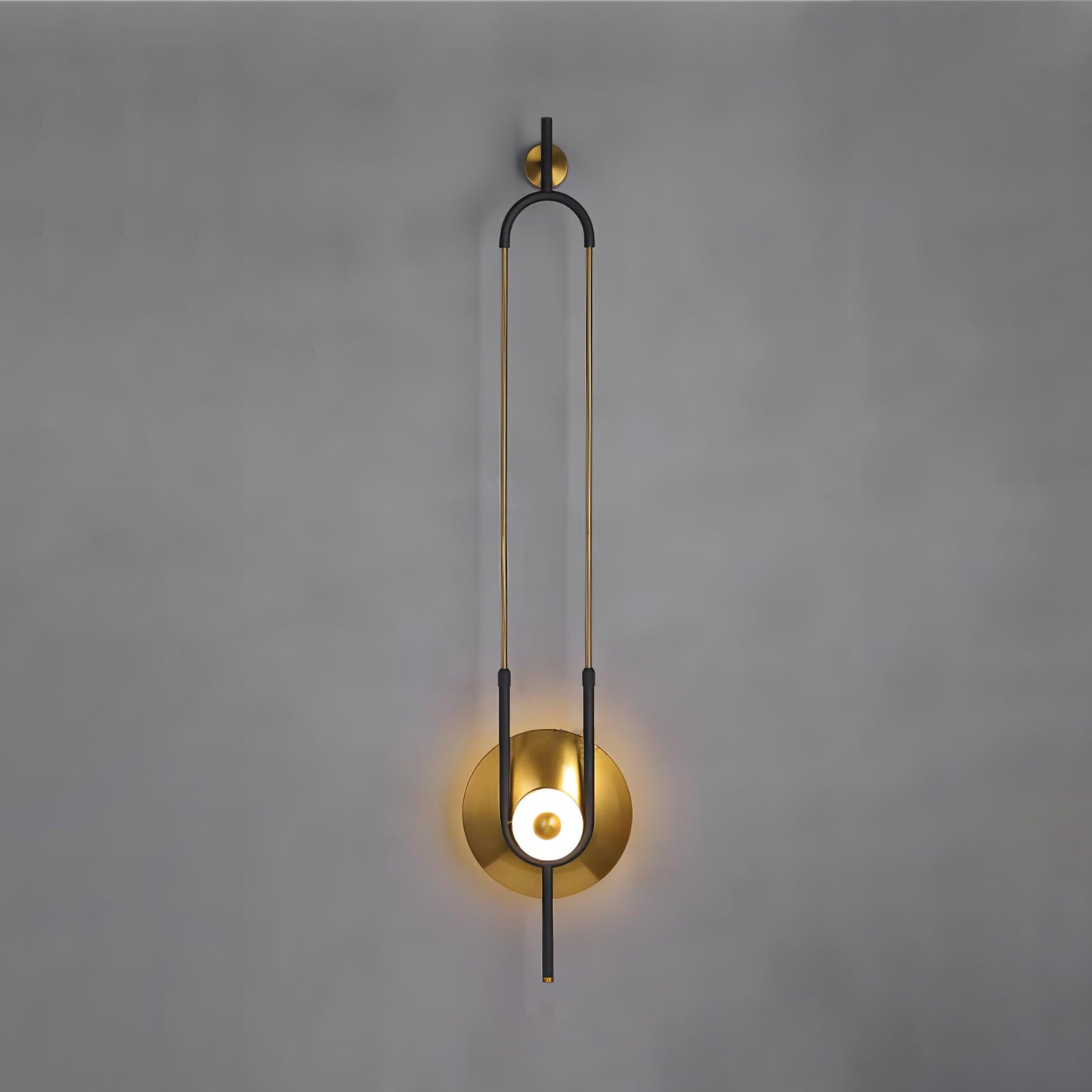 Modern Gold Ellipse Ring Marble LED Wall Sconce Tall Luxury Interior Accent Light