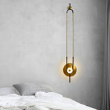 Modern Gold Ellipse Ring Marble LED Wall Sconce Tall Luxury Interior Accent Light