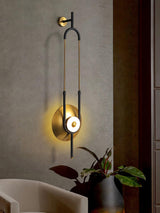 Modern Gold Ellipse Ring Marble LED Wall Sconce Tall Luxury Interior Accent Light