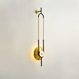 Modern Gold Ellipse Ring Marble LED Wall Sconce Tall Luxury Interior Accent Light