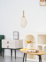Modern Gold Fan Shape Pendant Light Integrated LED Tropical Design Chandelier