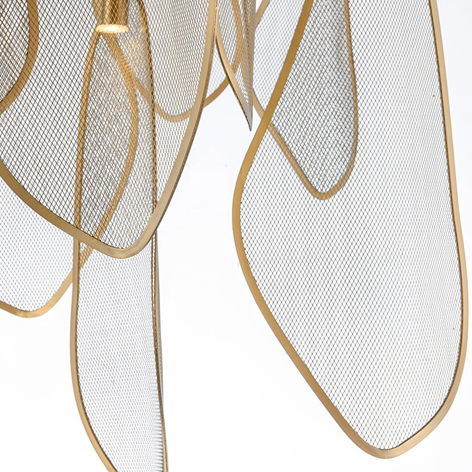Modern Gold Fan Shape Pendant Light Integrated LED Tropical Design Chandelier
