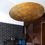Modern Gold Foil Gong Pendant Lamp Minimalist LED Circular Hanging Light