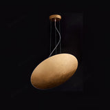 Modern Gold Foil Gong Pendant Lamp Minimalist LED Circular Hanging Light