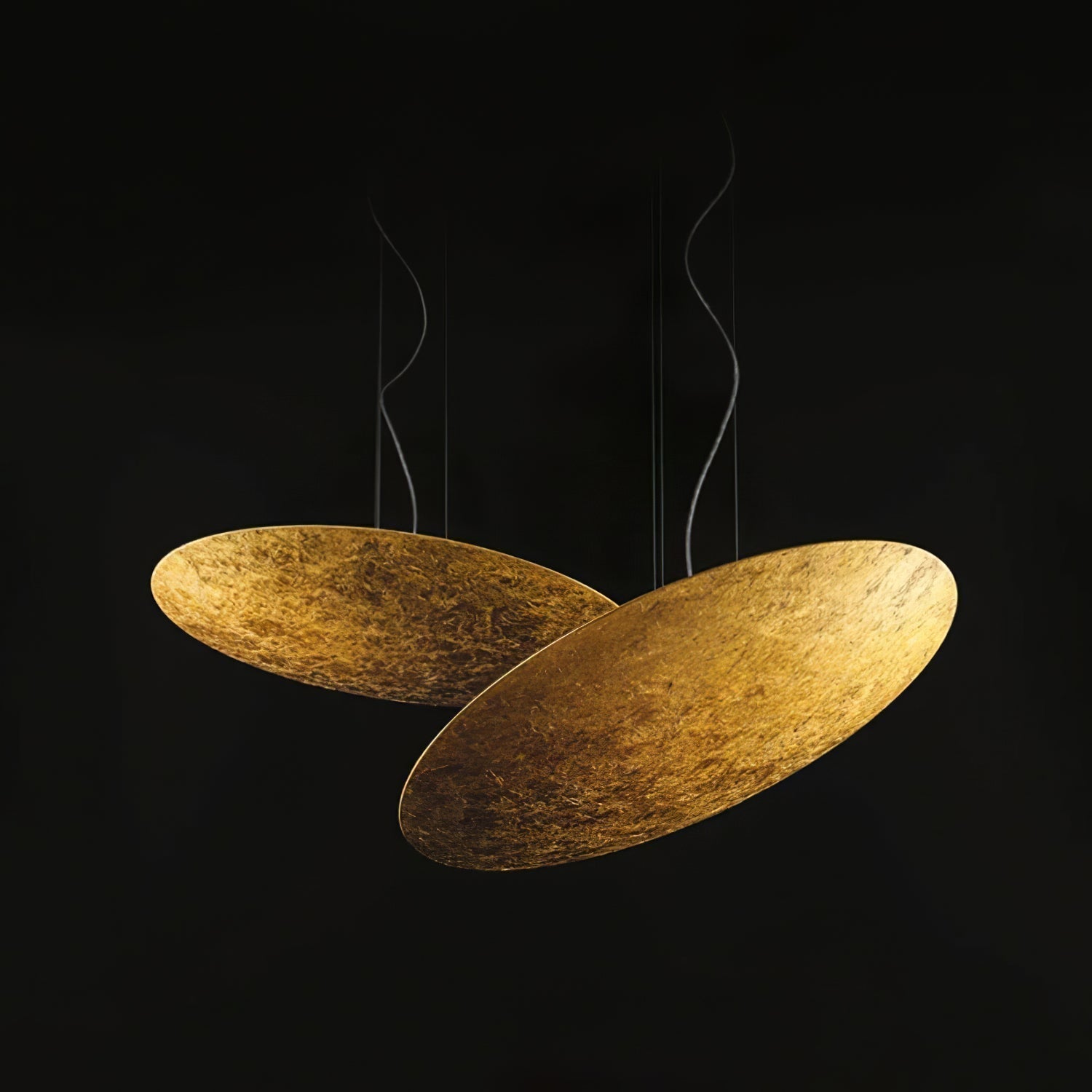 Modern Gold Foil Gong Pendant Lamp Minimalist LED Circular Hanging Light
