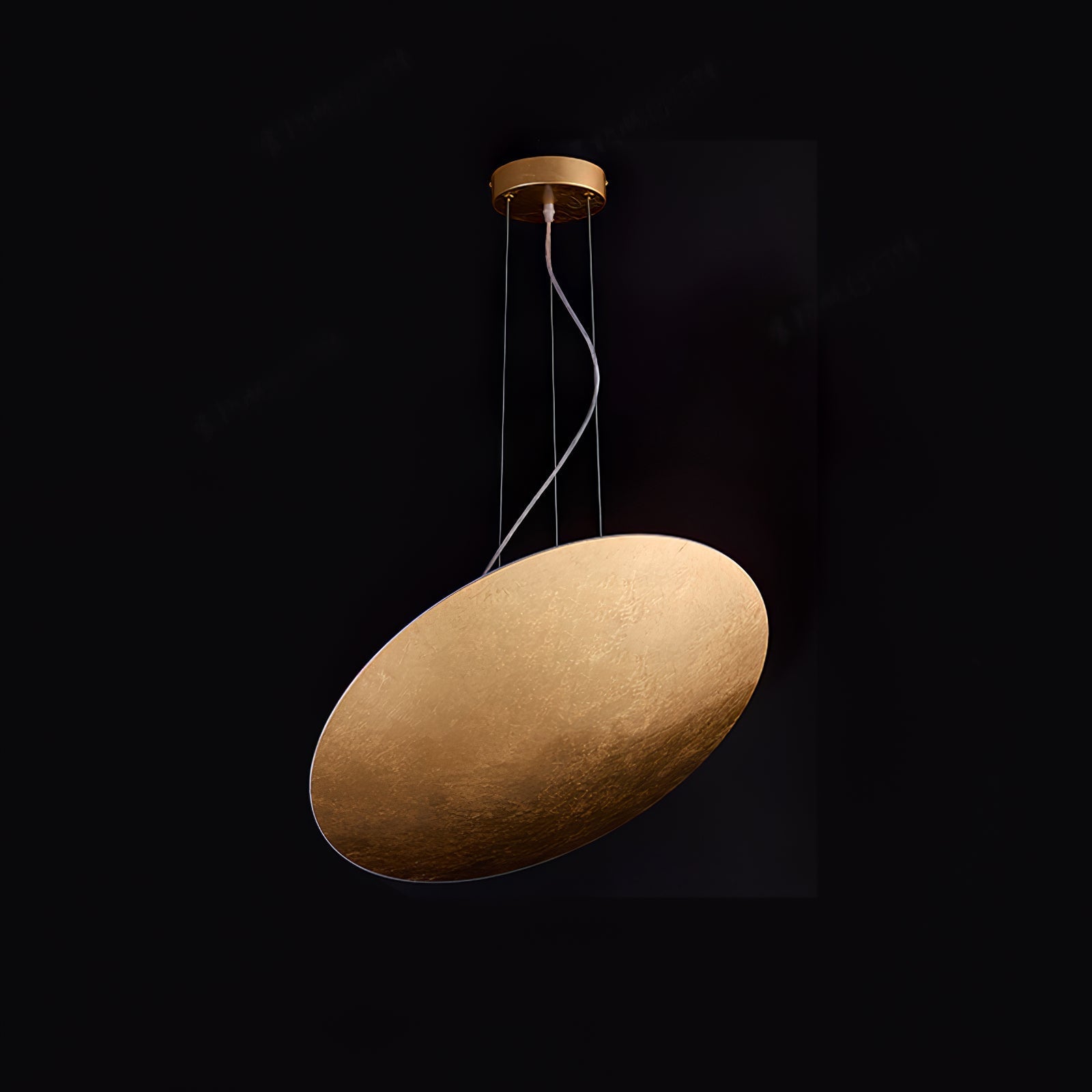 Modern Gold Foil Gong Pendant Lamp Minimalist LED Circular Hanging Light