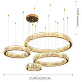 Modern Gold Four Ring Crystal Chandelier Large LED Pendant Lighting for Living Room Foyer