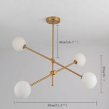 Modern Gold Geometric Sputnik Chandelier 4 Light LED Master Bedroom Ceiling Lighting