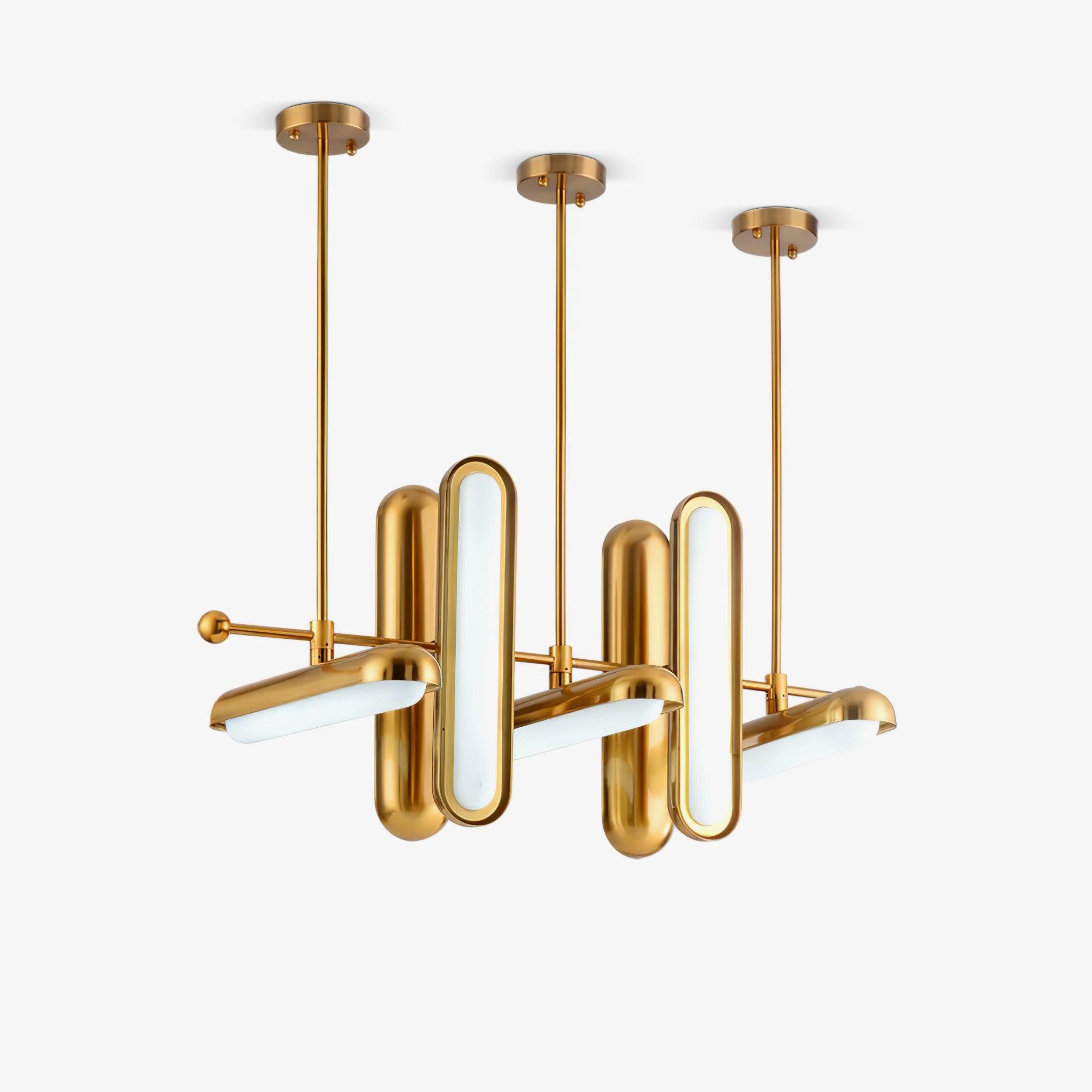 Modern Gold Glass Capsule LED Chandelier Pendant Light for Luxury Interiors