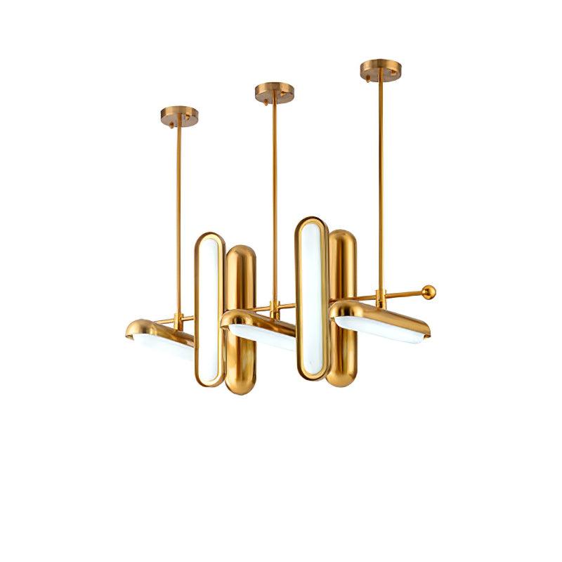 Modern Gold Glass Capsule LED Chandelier Pendant Light for Luxury Interiors